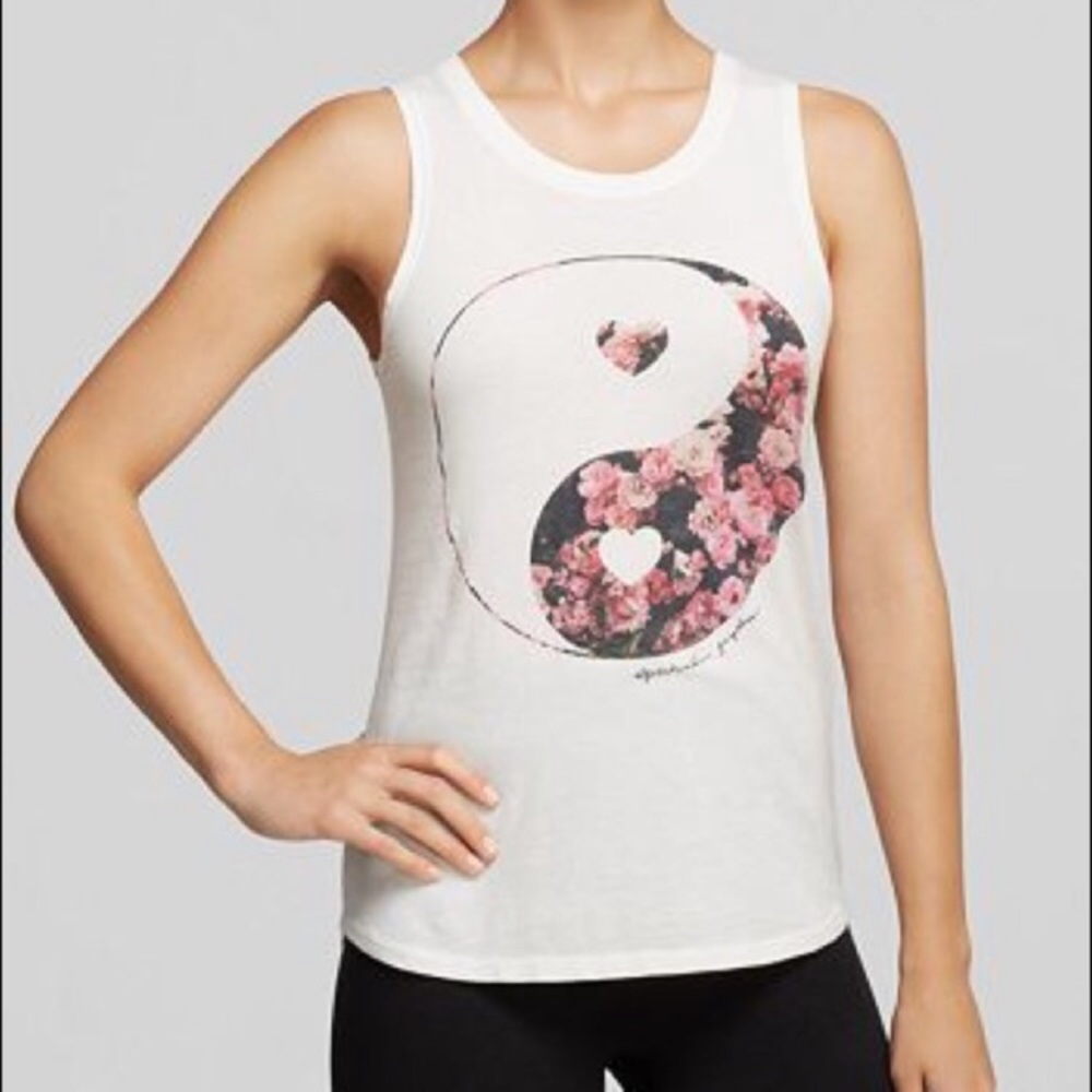 Spiritual Gangster floral Yin Yang muscle tank